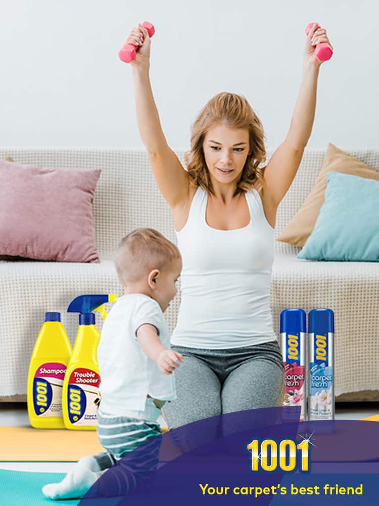 home workout carpet smells